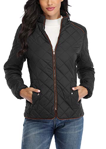 Anienaya Women's Lightweight Quilted Jacket Stand Collar Zip Warm